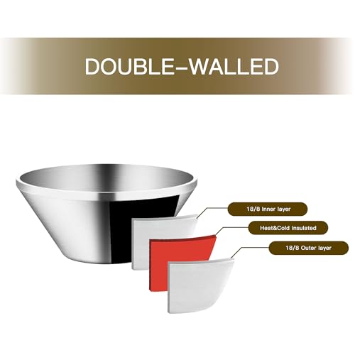 IMEEA Noodle Bowls, Ramen Bowls, Cold Noodles, Double-Layered Bowls, Soba, Stainless Steel, Set of 2 (23cm)