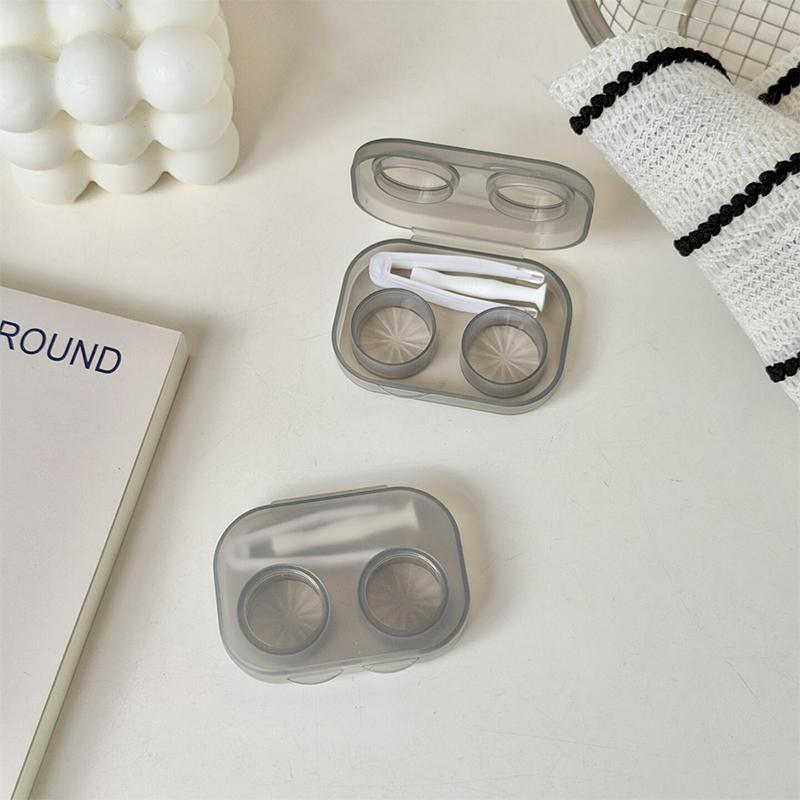 Portable Transparent Minimally Integrated Companion Box Girls Travel Contact Lens Case with Tweezers 1pc Contact Lens Box