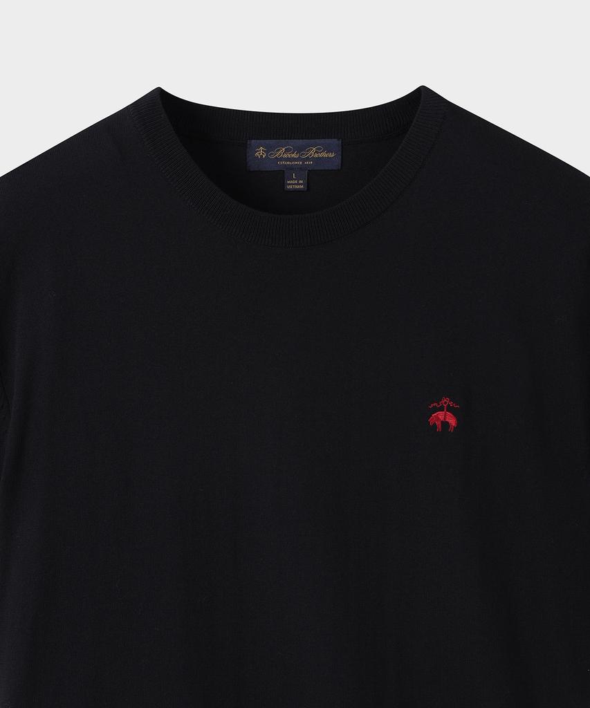 BROOKS BROTHERS Cotton Crew Neck Short Sleeve Sweater (Black) (Bbwrmb201Aufm)