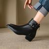 Fashion 2025 Autumn Genuine Leather Women Boots Pointed Toe Chunky Heel Boots for Women Fashion Ankle Boots Winter Boots Zapatos Mujer