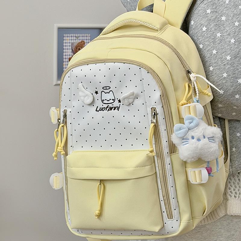 Schoolbagins Sweet and Cute Polka Dot Backpack Female Junior High School Student Schoolbag Female Large Capacity Travel Backpack