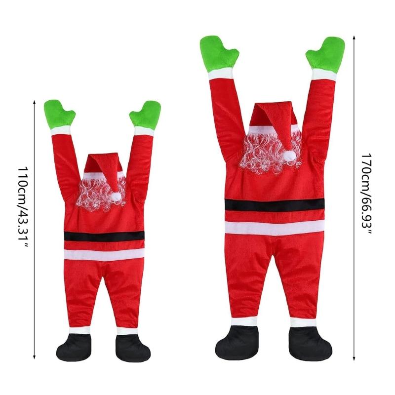 Santa Climbing Ladder Roof Clothes Ornament Suitable for Christmas Outdoor Decor