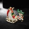 Women Delicate Christmas Style Santa Sleigh Design Brooch Perfect Wear Decoration