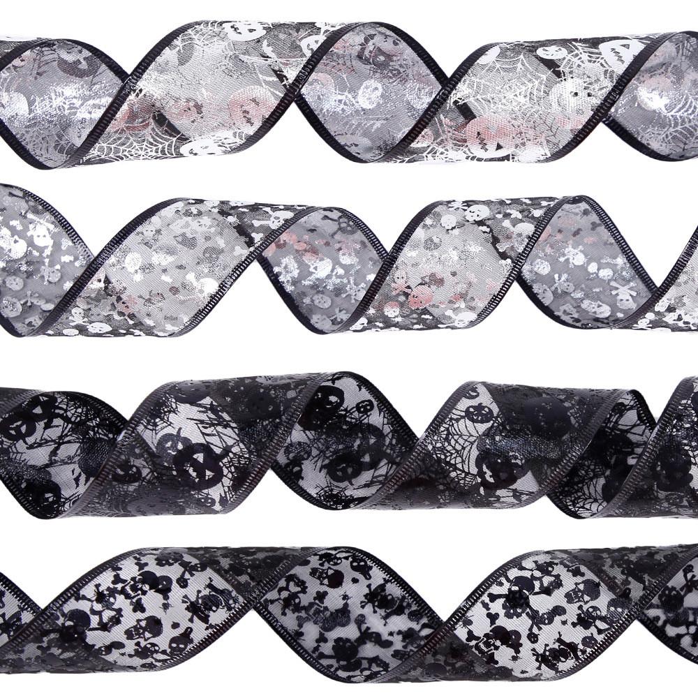 Elegant Led Light String With Double Layer Mesh Ribbon For Halloween Party Decor