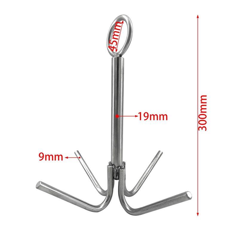 Multifunctional 4 Claw Grappling Hook Stainless Steel Rustproof Boat Anchor For Outdoor Adventures