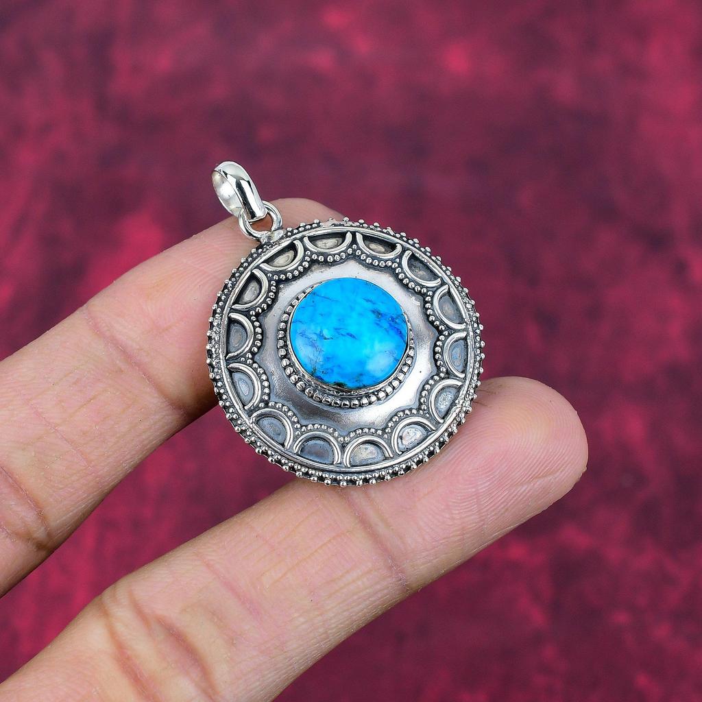Türkis Anhänger, Edelstein 925 Sterling Silber Schmuck Anhänger, handgefertigter Schmuck Geburtsstein Anhänger, Geschenk für Ihn