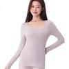 Acrylic Cashmere Thermal Underwear Women's Set, Lace Seamless Slim-Fit Base Layer Autumn Top And Pants Winter Purple