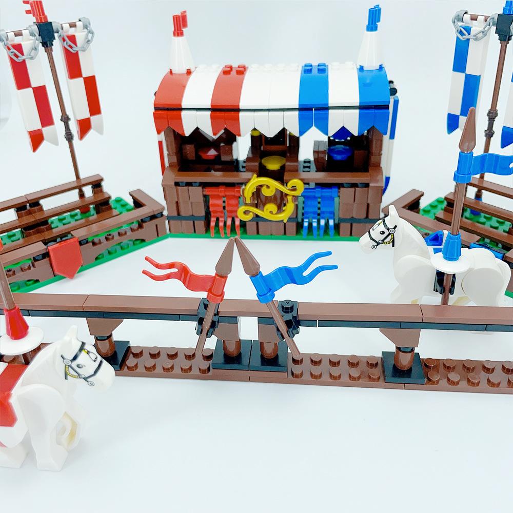 Small Particles Medieval Ancient Weapons War Military Tent Viewing Platform Showdown War Horse Building Block Scene