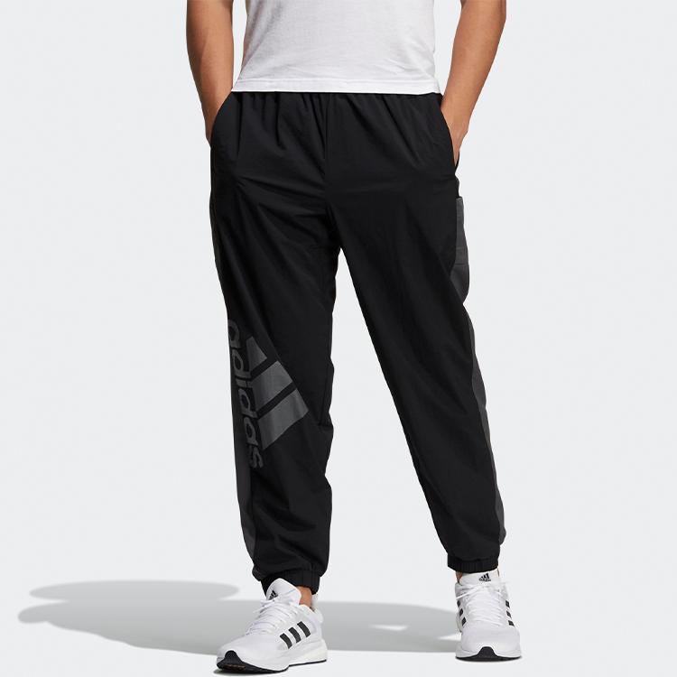 adidas Logo Print Spliced Jogger Pants Men Bottoms Black GN0784