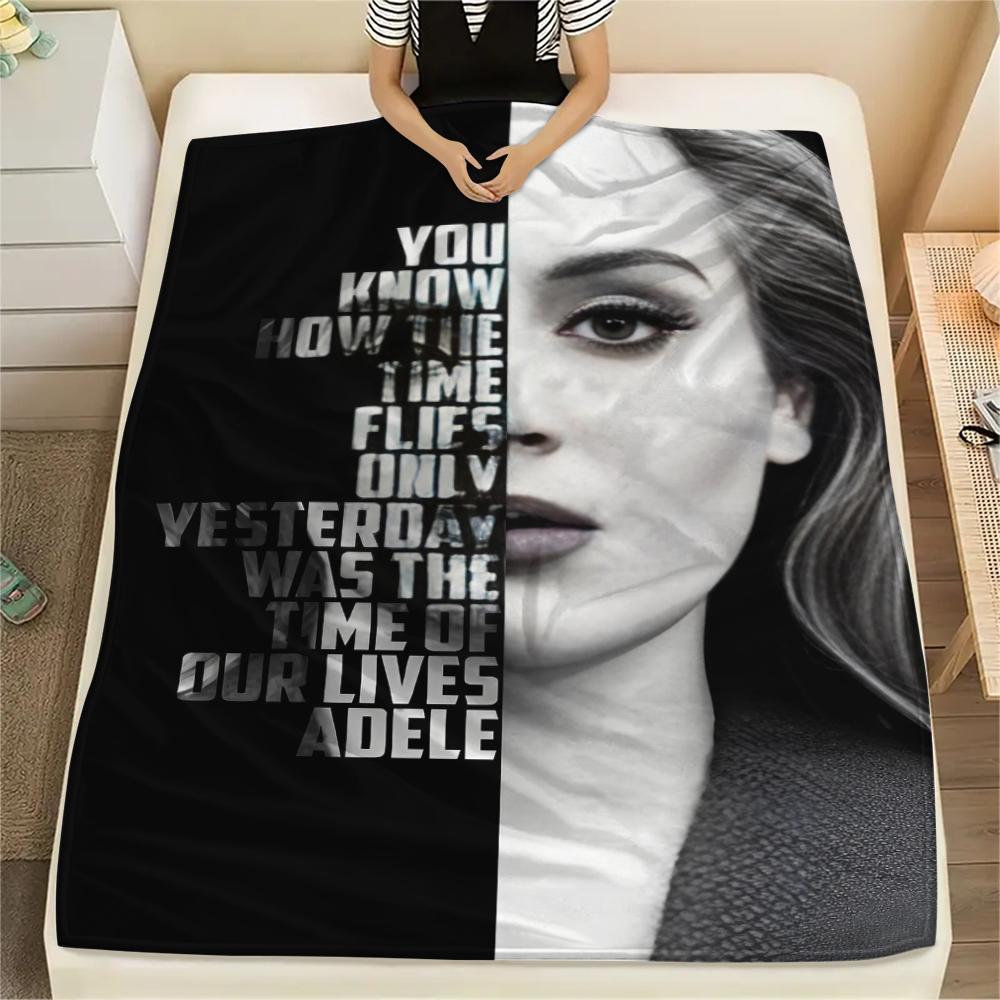 1PC Adele Print Flannel Blanket, High quality All Seasons, Home Decor, Warmth and Comfort, Perfect for Christmas Gifts