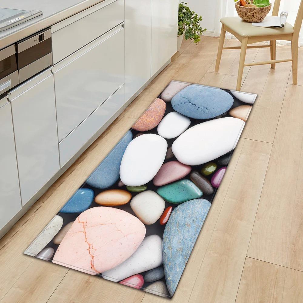 Colorful Pebble Pattern Non Slip Kitchen Floor Mat Waterproof Door Mat for Home Decor