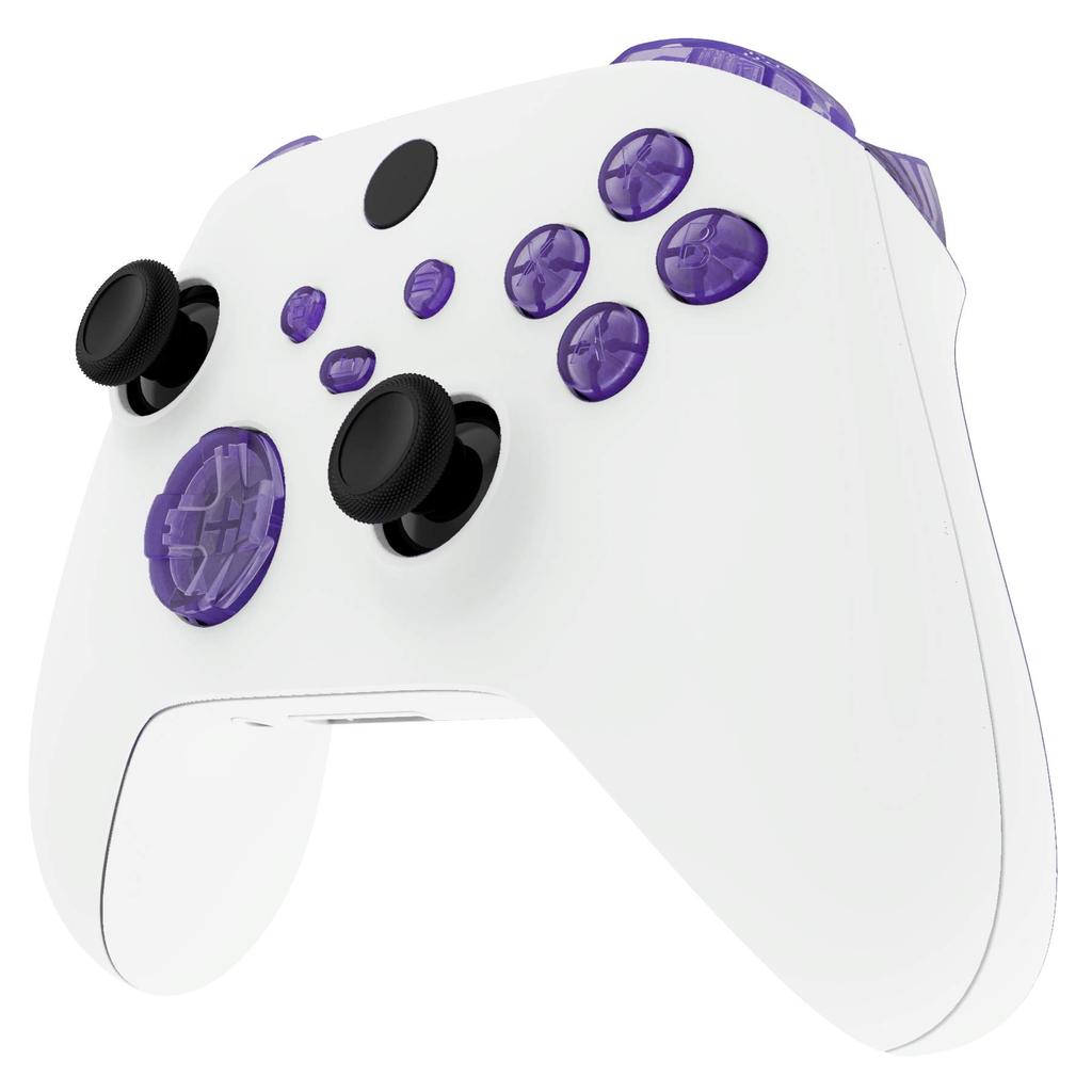 eXtremeRate Transparent Replacement Buttons for Xbox Series X LB RB LT RT Bumper Triggers ABXY Sync Share Key & X, D-pad Start/Back [Clear Purple]