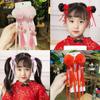 New Year Plush Ball Children Barrettes Duckbill Clips Chinese Hanfu Hair Clips Festival Hairpins