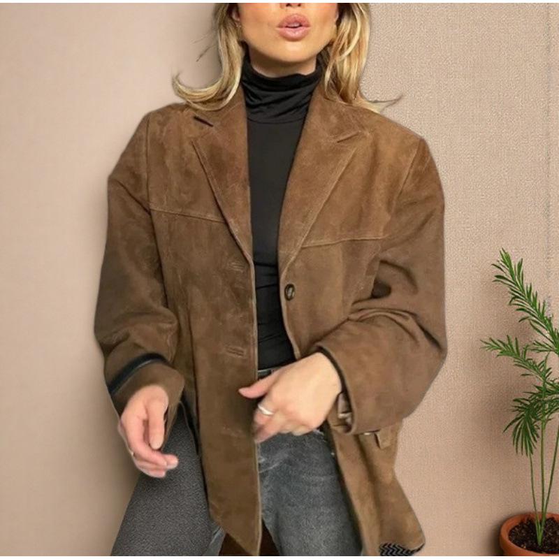 Retro Suede Women's Jacket - Cross-Border European & American Style