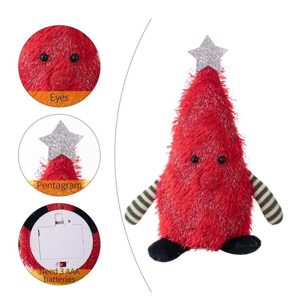 LED Night Lights Fluffy Christmas Tree Doll Creative Design Fluffy Texture Christmas Tree Ornament 3D Shape Glowing Effect