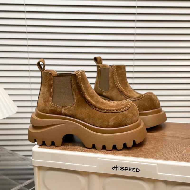 High Heels Women Ankle Boots Platform Shoes Winter 2026 Fashion Short Boots Casual Sport Shoes Suede Chelsea Boots Women Pumps