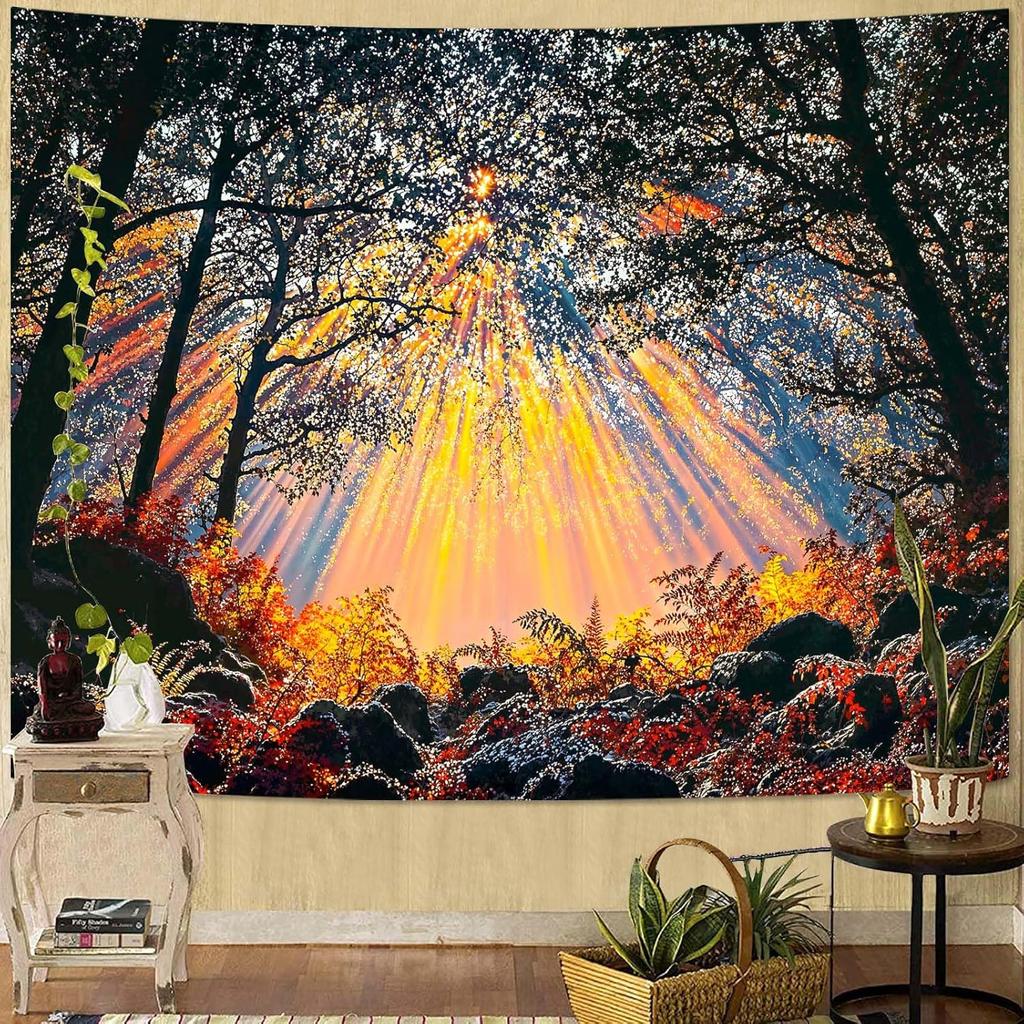 Tapestry Forest Cave Tapestries Nature Landscape Tapestries Mossy Waterfall Stream Wall Tapestry Bedroom Dormitory Living Room