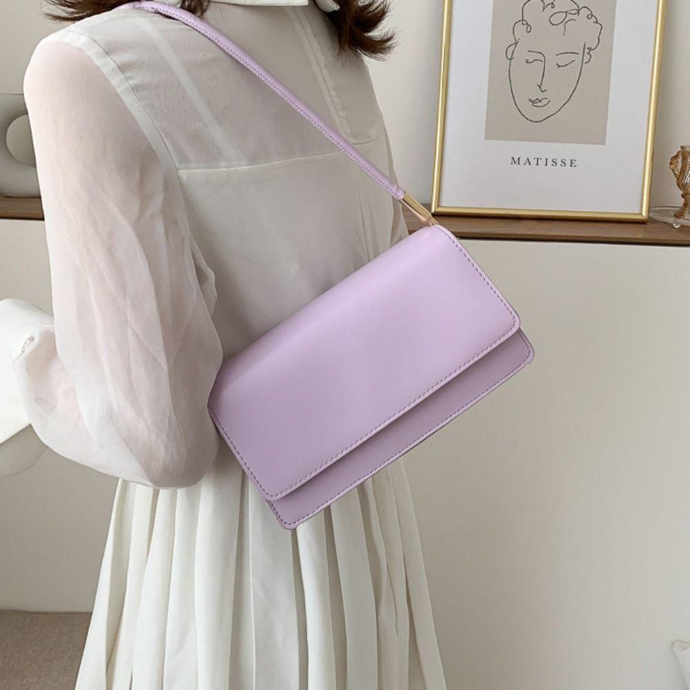 Handbag PU Leather Crossbody Bag Candy Color Small Square Bag Girls Simple Shoulder Bag  Party