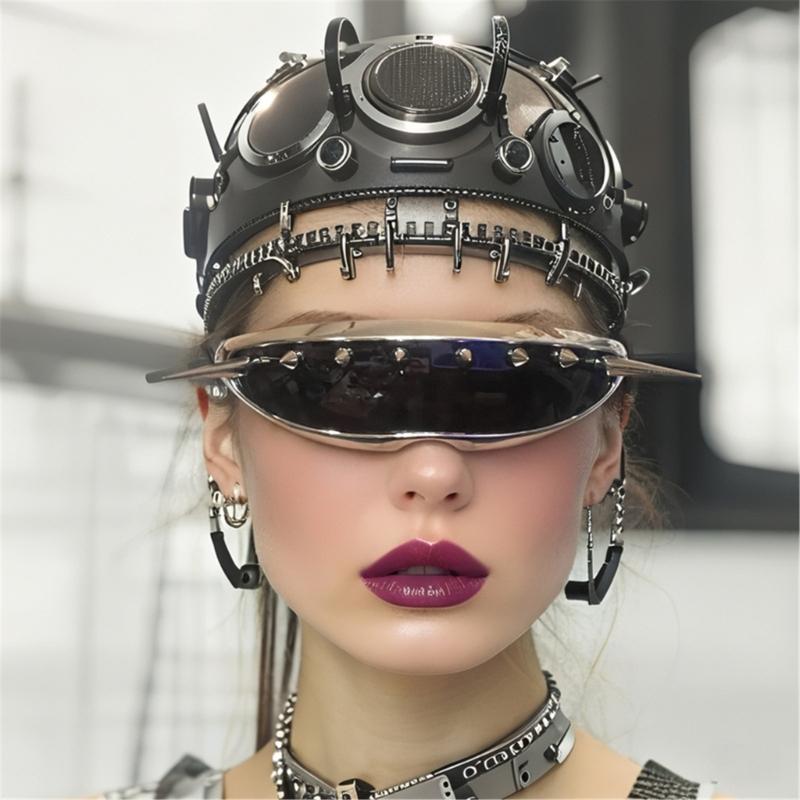 Punk Style Oversized Unisex Sunglasses Metal Studded Windproof Design Sun Protections Eyewear For Outdoor Sports