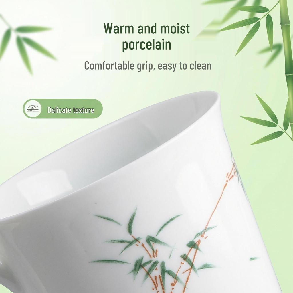 Hand-Painted Bamboo Ceramic Mug - Chinese Style Tea Cup for Home & Office