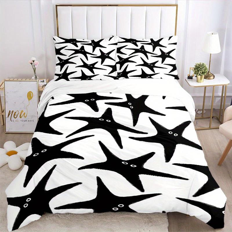 3pcs Starfish Pattern Bedding Set, Breathable and Soft, Suitable for All Seasons, Ideal for Home Use, Suitable for Bedroom Decor 21140