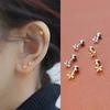 Cute Sweet Little Five Leaves Flower Stud Earrings for Women Luxury Silver Color Stainless Steel Piercing Korea Earring Jewelry