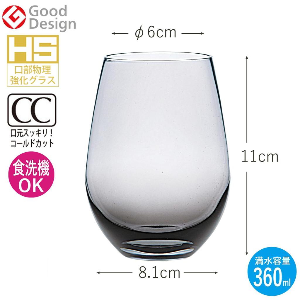 Toyo Sasaki Glass Tumbler Glass Water Variation 12 Tumblers Smoked 360ml Set of 6 Made In Japan Dishwasher Safe Break Resistant Good Design Award
