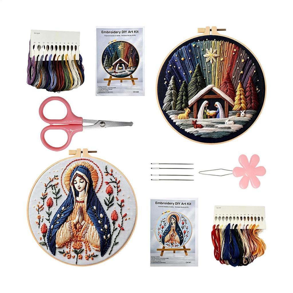 Embroidery Kit Virgin Mary Theme Crafting Project Embroidery Kit With Printed Pattern For Women Grandma Needlework Lovers