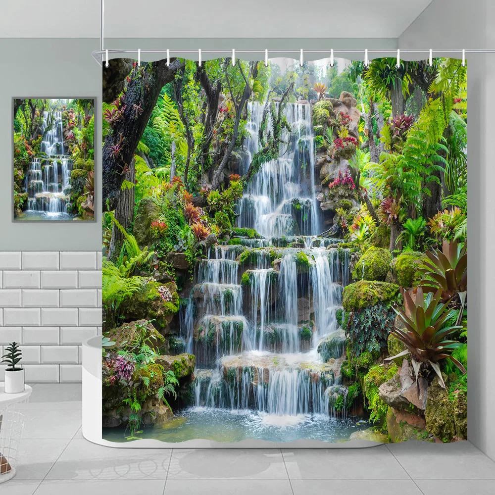 

Winter Sport Snow Skiing Shower Curtains Cable Car On Ski Field With Pine Firs Forest In Snowy Mountains Fabric Bathroom Curtain W60H190(CM)-1 Pcs