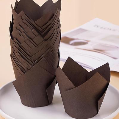 50 Adet/Set Kağıt Kek Fincanı, Mutfak İçin Modern Düz Renk Cupcake Kağıt Fincanı