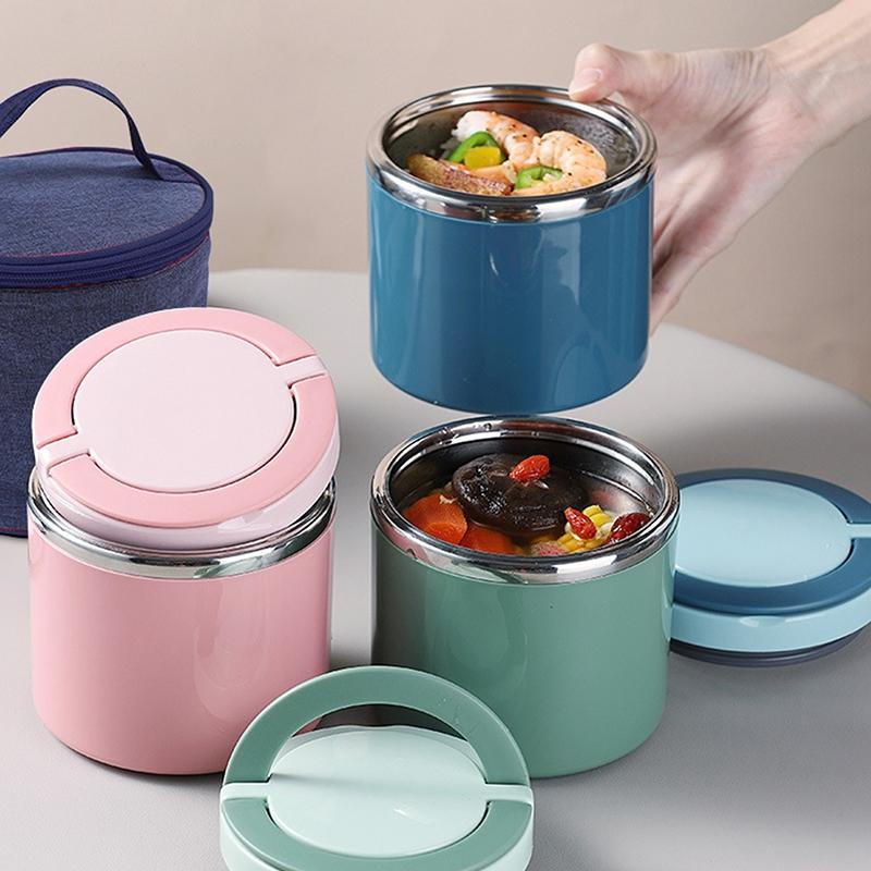 

Insulated Lunch Container With Wide Mouth Breakfast Soup Cup Food Jar Stainless Steel Vacuum Lunch Box For Kids Adults 1000ml синий