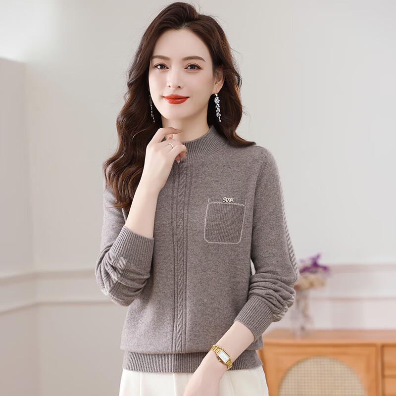 Fengmao Women's Half-High Collar Pullover Sweater