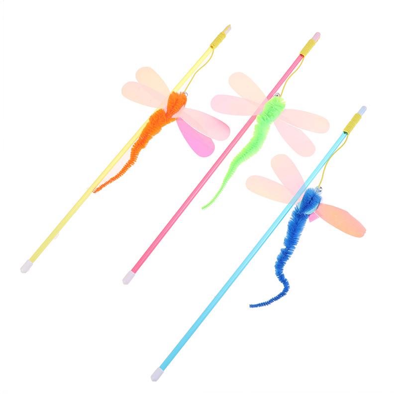 Cat Teaser Stick Sequins Big Eyes Dragonfly Cat Toy Interactive Teaser Stick