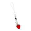 Lace Ribbon Keyring Cute Sweet Strawberry Pendant Keychain Colorful Beaded Phone Lanyard Multi-Functional Bags Accessories