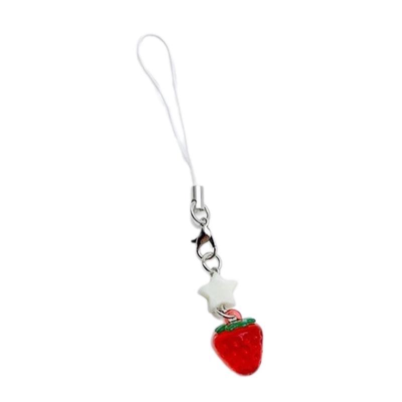 

Lace Ribbon Keyring Cute Sweet Strawberry Pendant Keychain Colorful Beaded Phone Lanyard Multi-Functional Bags Accessories