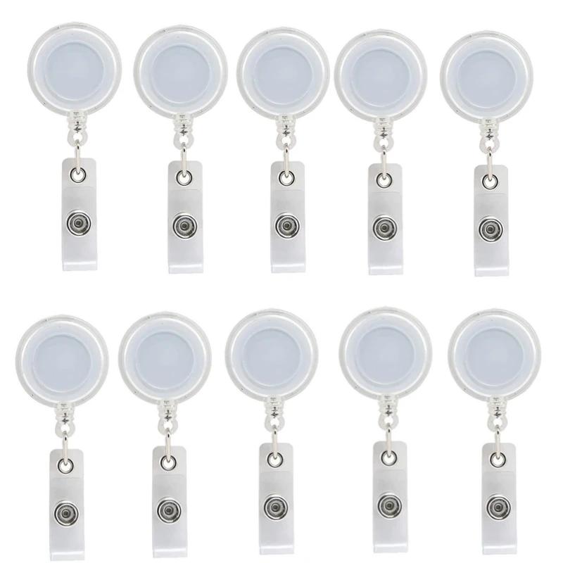 

10pcs Acrylic Retractable Nurse Badge Reel Fashion Name Tag ID Badge Holder Clip for Pass Card Cover Credential Holder
