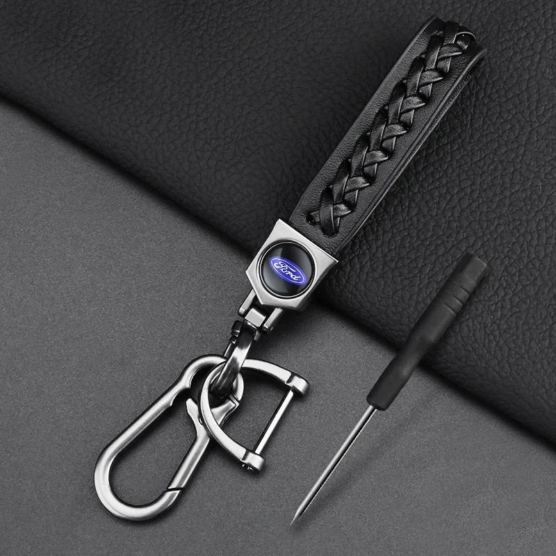 Car Sticker Hot For Ford Car Metal Leather Key Chain High Quality Gift For Ford Focus 2 MK2 4 MK3 MK4 ST Mondeo Festiva Fusion S