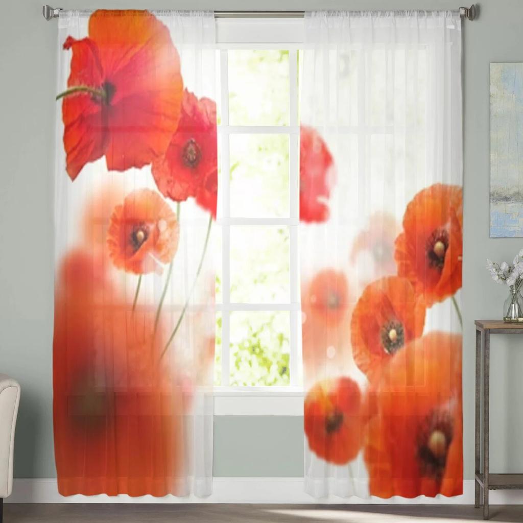 Mákové průsvitné závěsy Ložnice Voálový závěs Obývací pokoj Průsvitné závěsy Kuchyňské Tylové závěsy