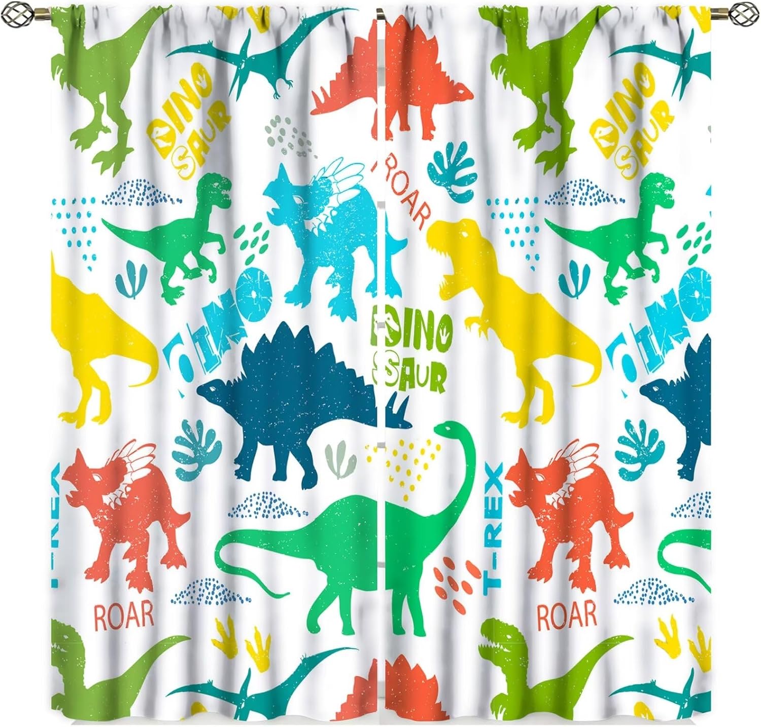 

Детские шторы с динозаврами для мальчиков, милый мультяшный динозавр, декор для детской комнаты, красочный сафари, забавный принт с животными, для спальни, гостиной 53x116CM-2PC
