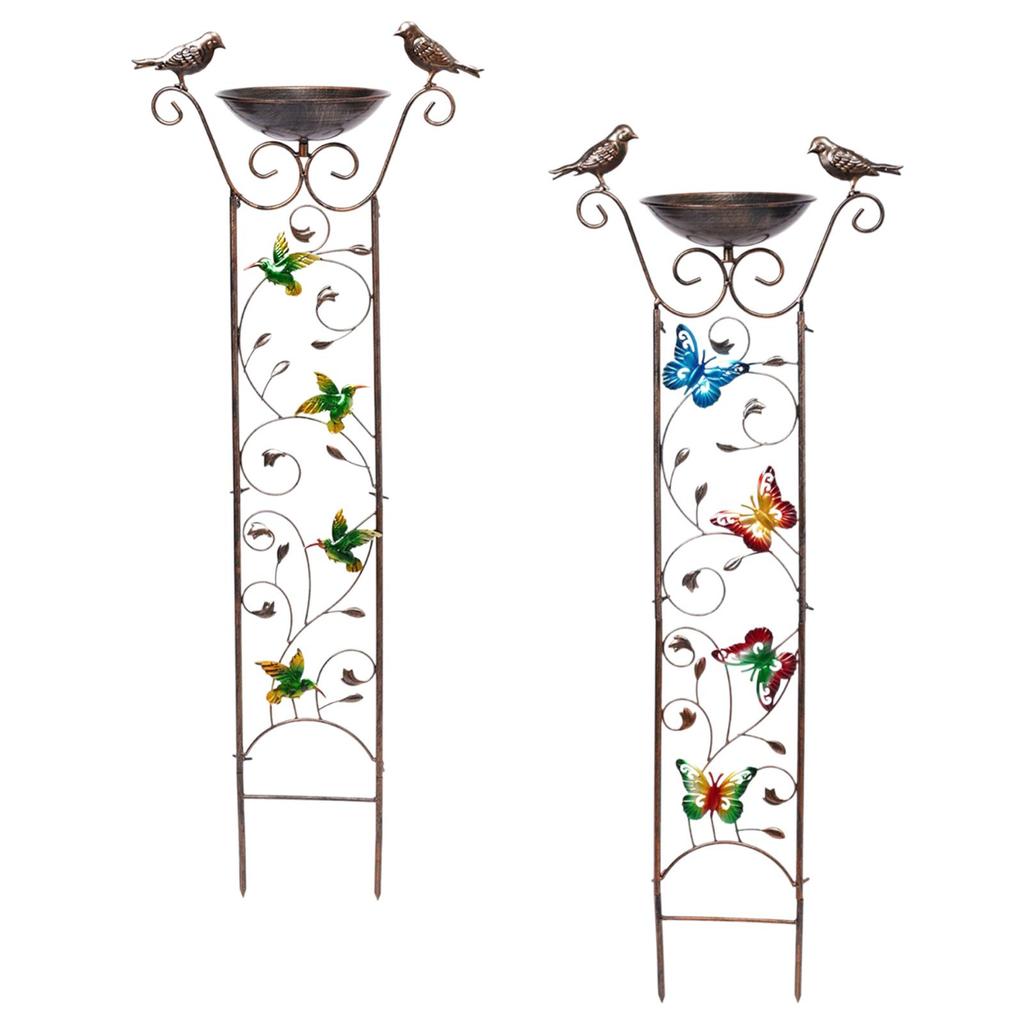 Elegant Metal Bird Bath and Plant Trellis Set for Outdoor Garden Decor