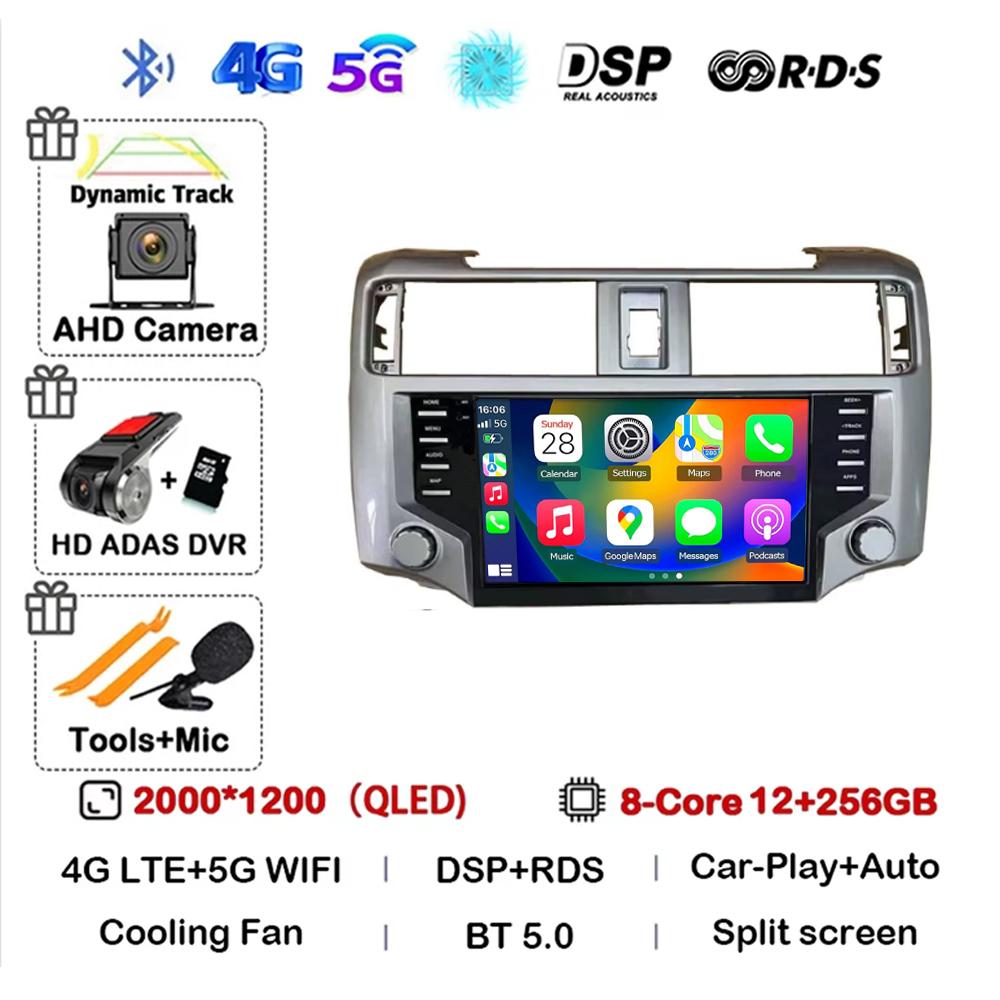 2Din Android 14 Auto Radio Per Toyota 4Runner 2014 - 2025 Lettore Multimediale WiFi BT Carplay 4G GPS