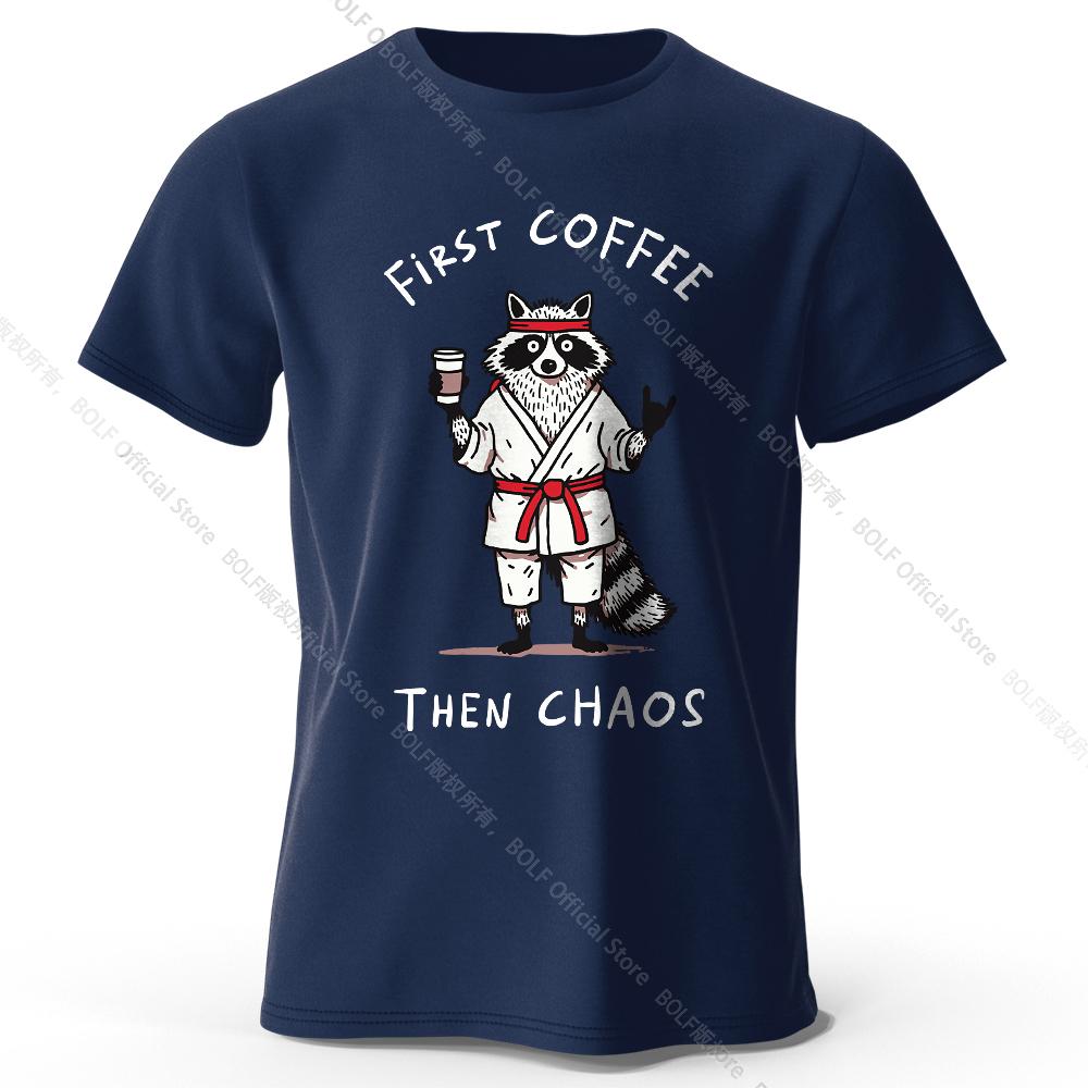 Men's First Coffee Printed T-Shirt 100% Cotton Oversized Morning Graphic Tees for Women Summer Tops Cafe Streetwear