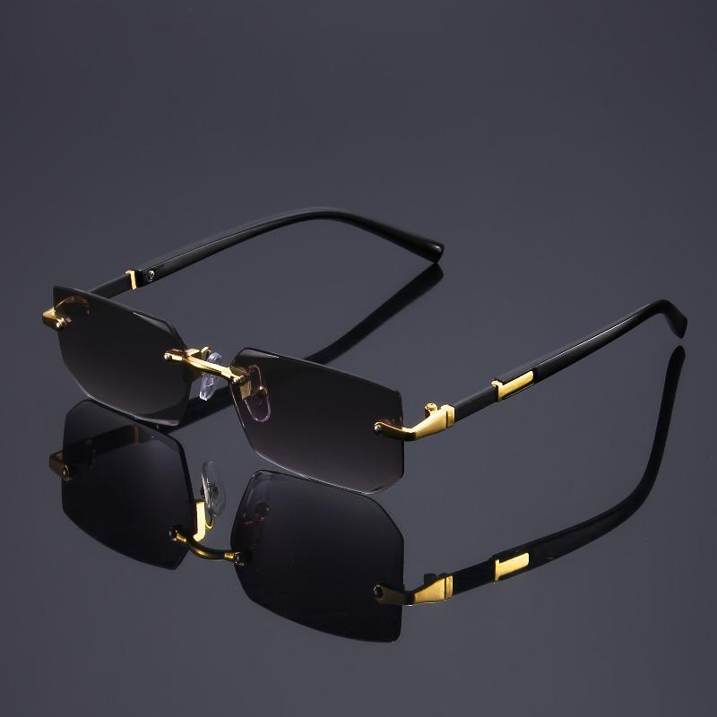 5pcs Vintage Black Fashion Glasses with Golden Stand Frameless Metal Design for Men Women Perfect for Parties Decorative Wear