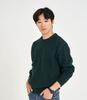BLACKBROWN Texture Mix Cable Crew Neck Sweater [Deep Green]