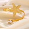 Adjustable Bracelet Starfish Pearls Bangle For Women Elegant Upper Arm Wristband Jewelry Piece Lightweight Alloy Design