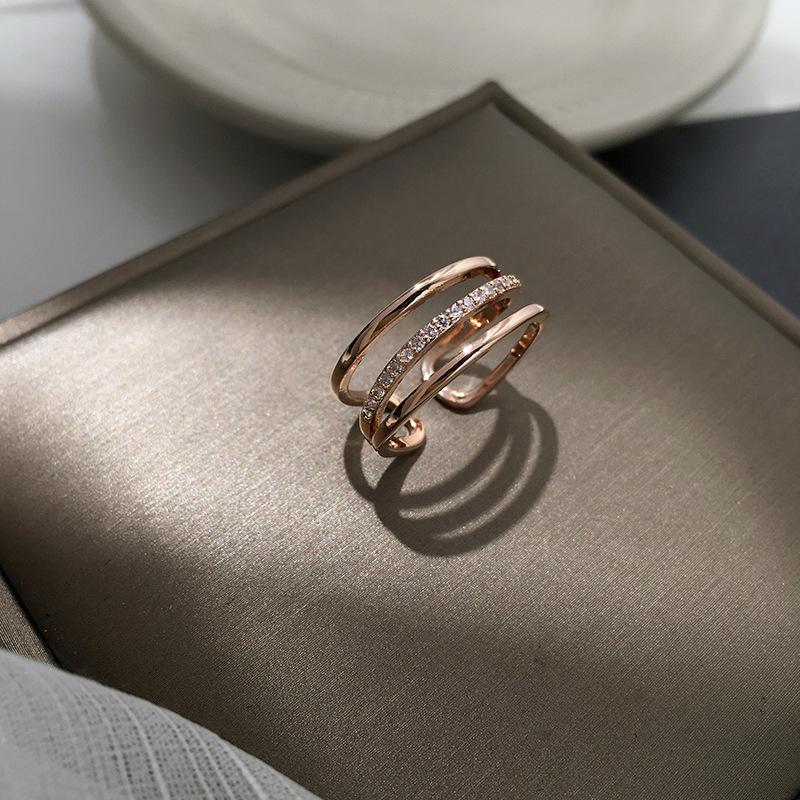 Ring Women'S Niche Design Silver Micro-Set Diamond Index Finger Ring Korean Niche Design Japanese Light Luxury Ring