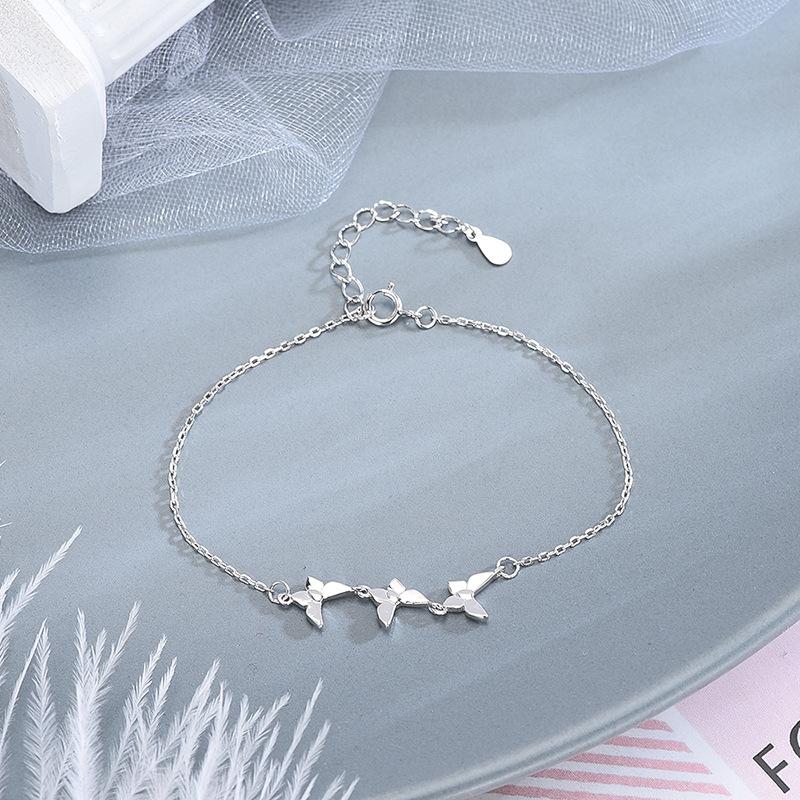 Korean Fashion, Exquisite and Simple Butterfly Silver Bracelet, Small Fresh and Sweet Jewelry, Temperament and Creative Hand Jewelry S925
