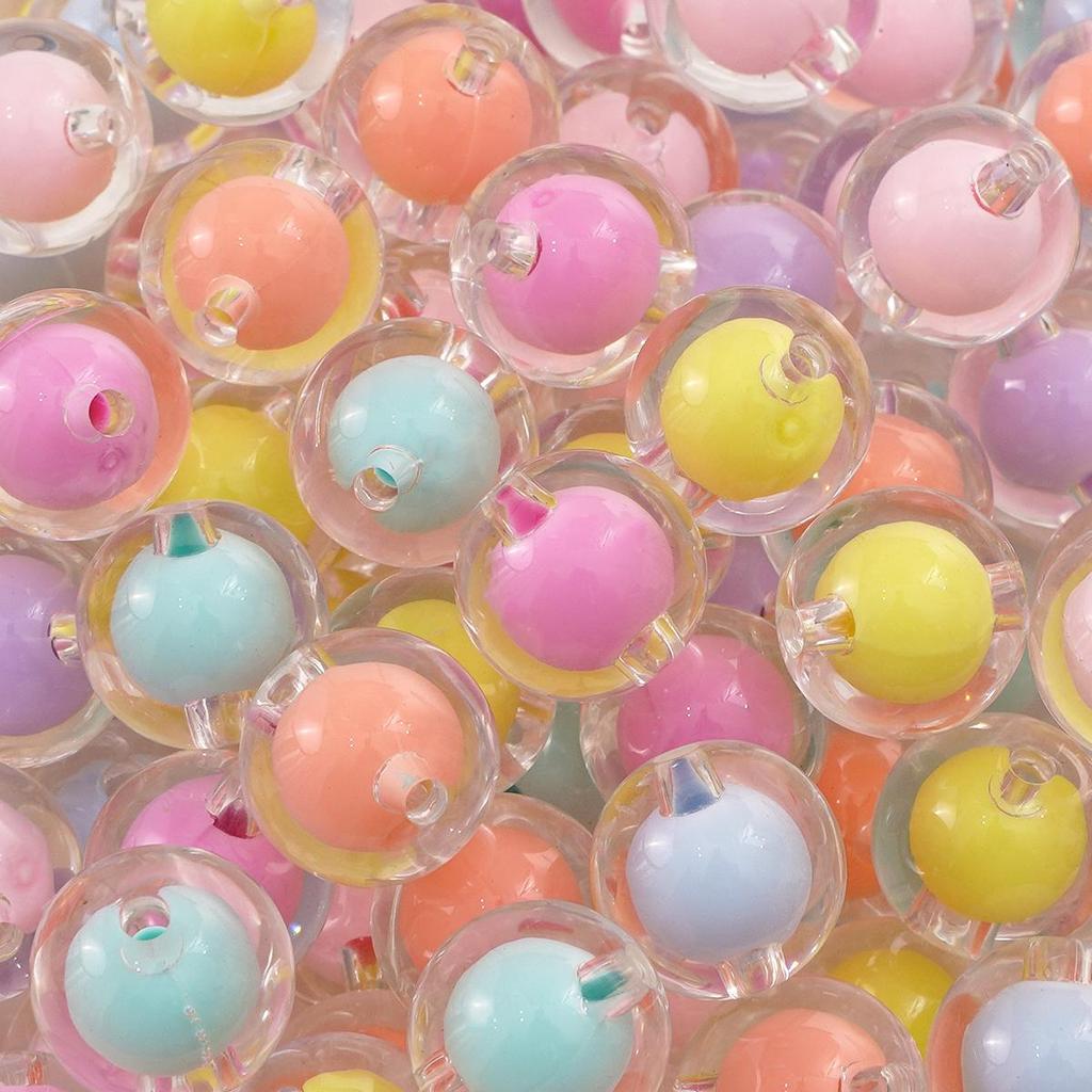50Pcs Acrylic Beads Coated Colored Loose Round Beads For Jewelry Making DIY Necklace Accessories