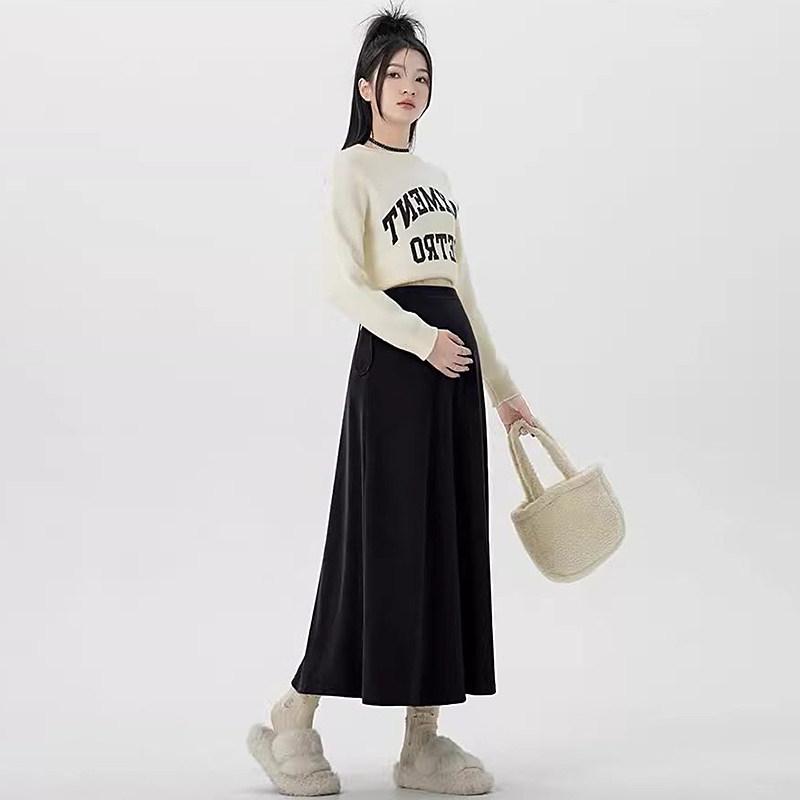 Maternity A-line Skirt Spring/Autumn, Plus Size & Petite, Adjustable Waist, No Belly Support. L [110-135 jin]