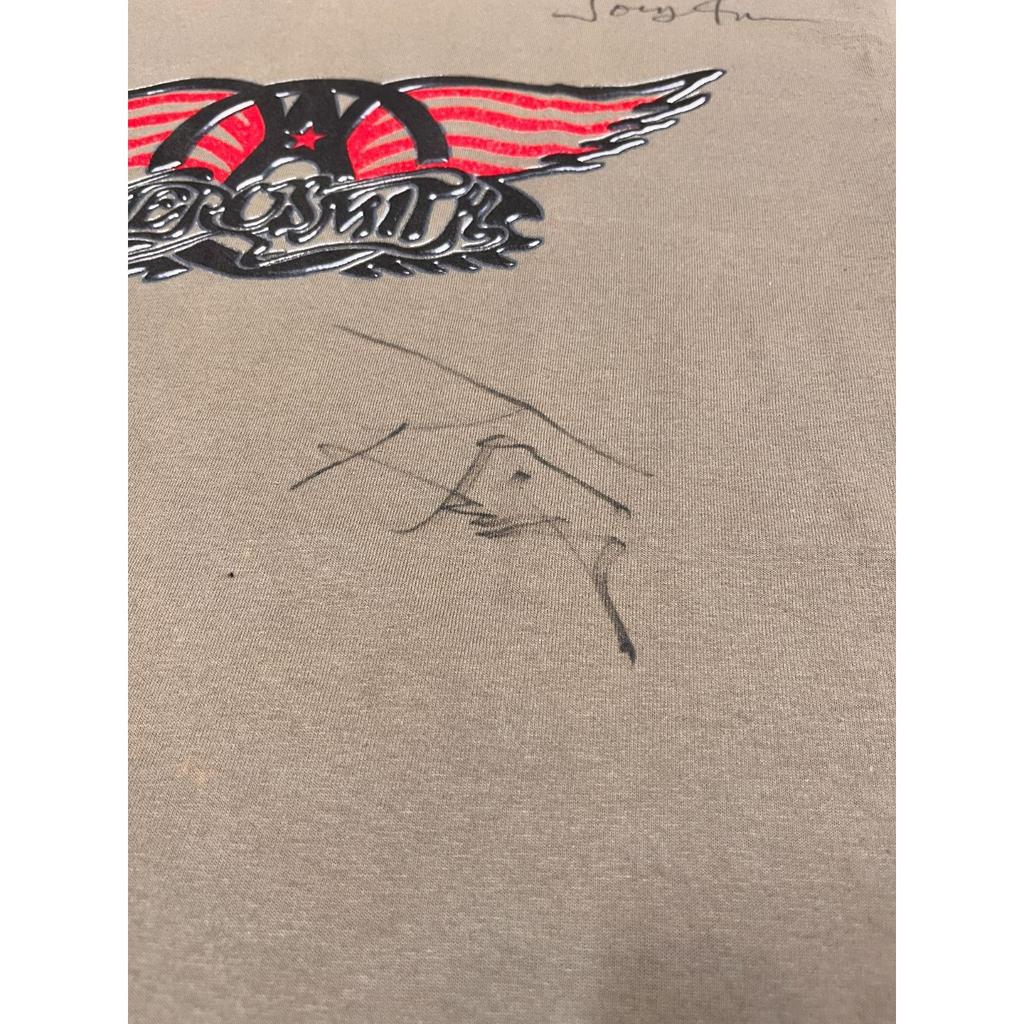 Used NOTHING CAN STOP THIS ROCK 90s AEROSMITH WORLD TOUR T-SHIRT w/ AUTOGRAPH